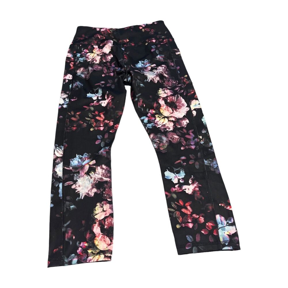 Avia Cropped Leggings Womens XS Multicolor Floral High-Waist Pull On Performance - Picture 3 of 6